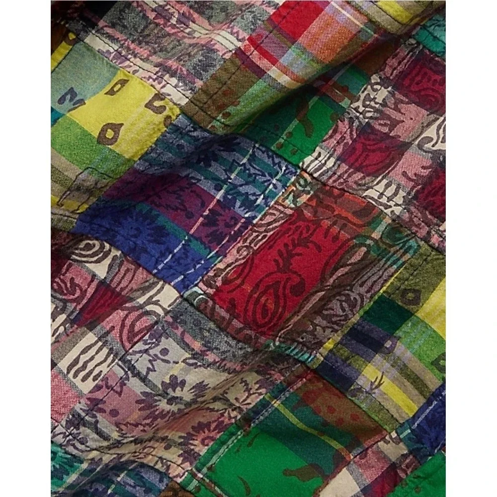 Polo Ralph Lauren Classic Fit Patchwork Madras Long Sleeve Button Down Shirt 4XB